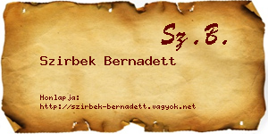 Szirbek Bernadett névjegykártya